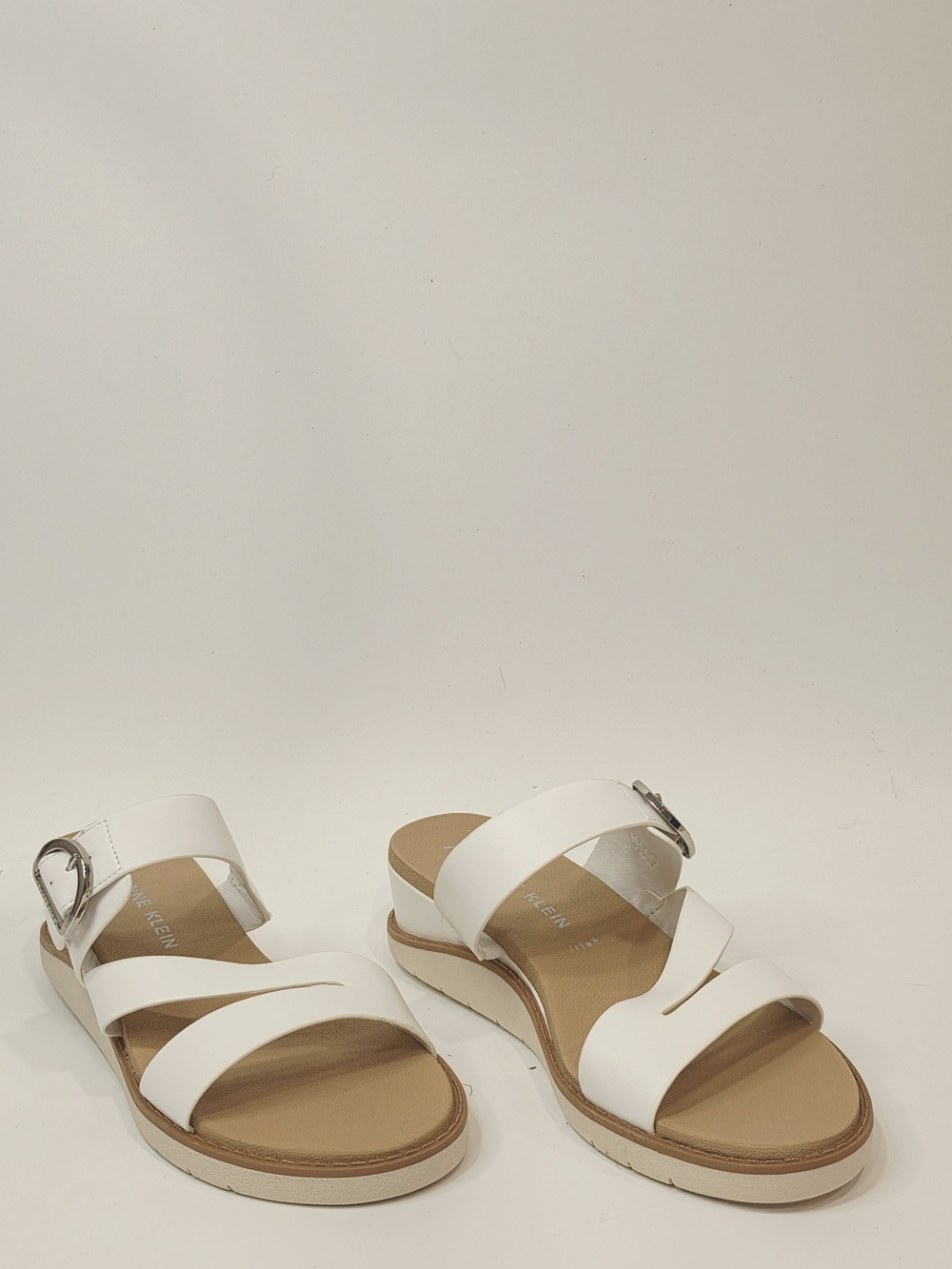 Anne Klein Lalasa Wedge Strappy Sandal White Womens US 8.5